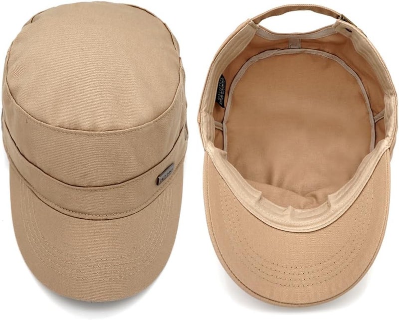 PTDTSHOU Cotton Military Caps for Men Women Unisex Flat Top Hat Adjustable Cadet Army Cap - Image 4